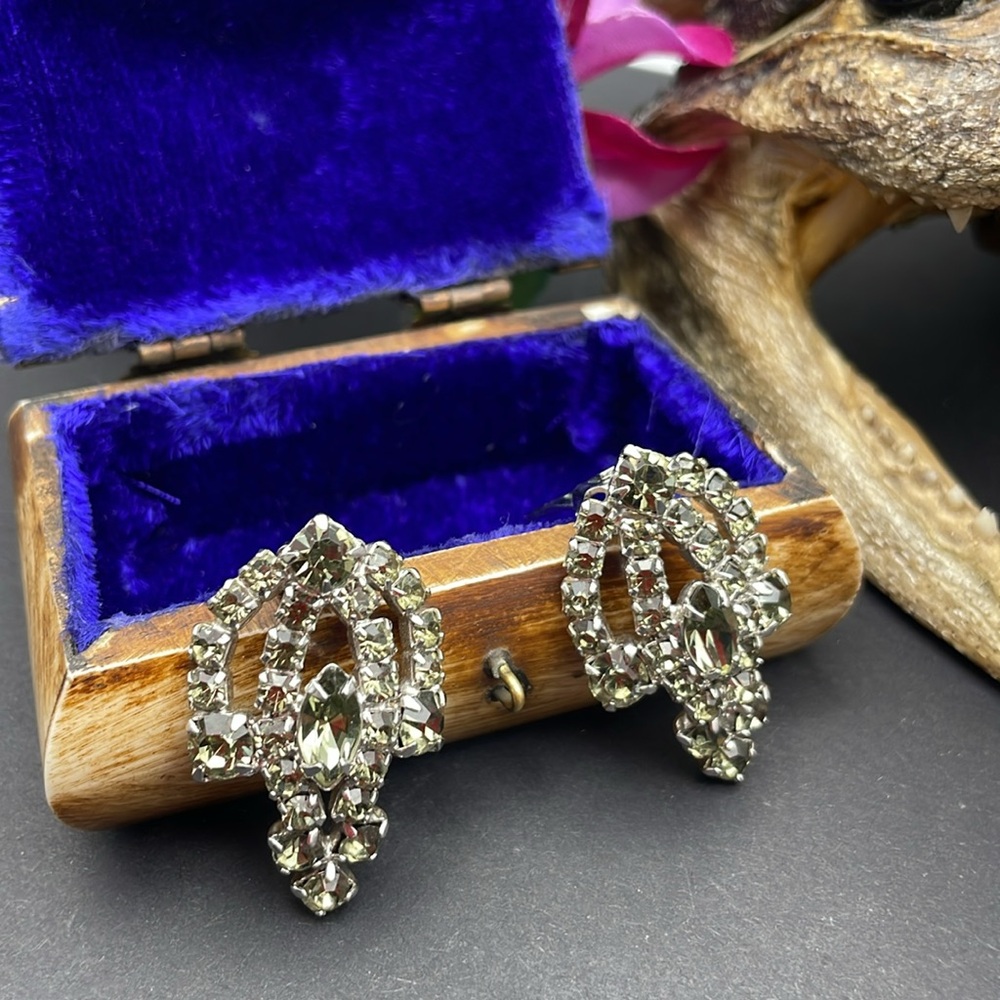 Vintage Silver Crystal Earrings